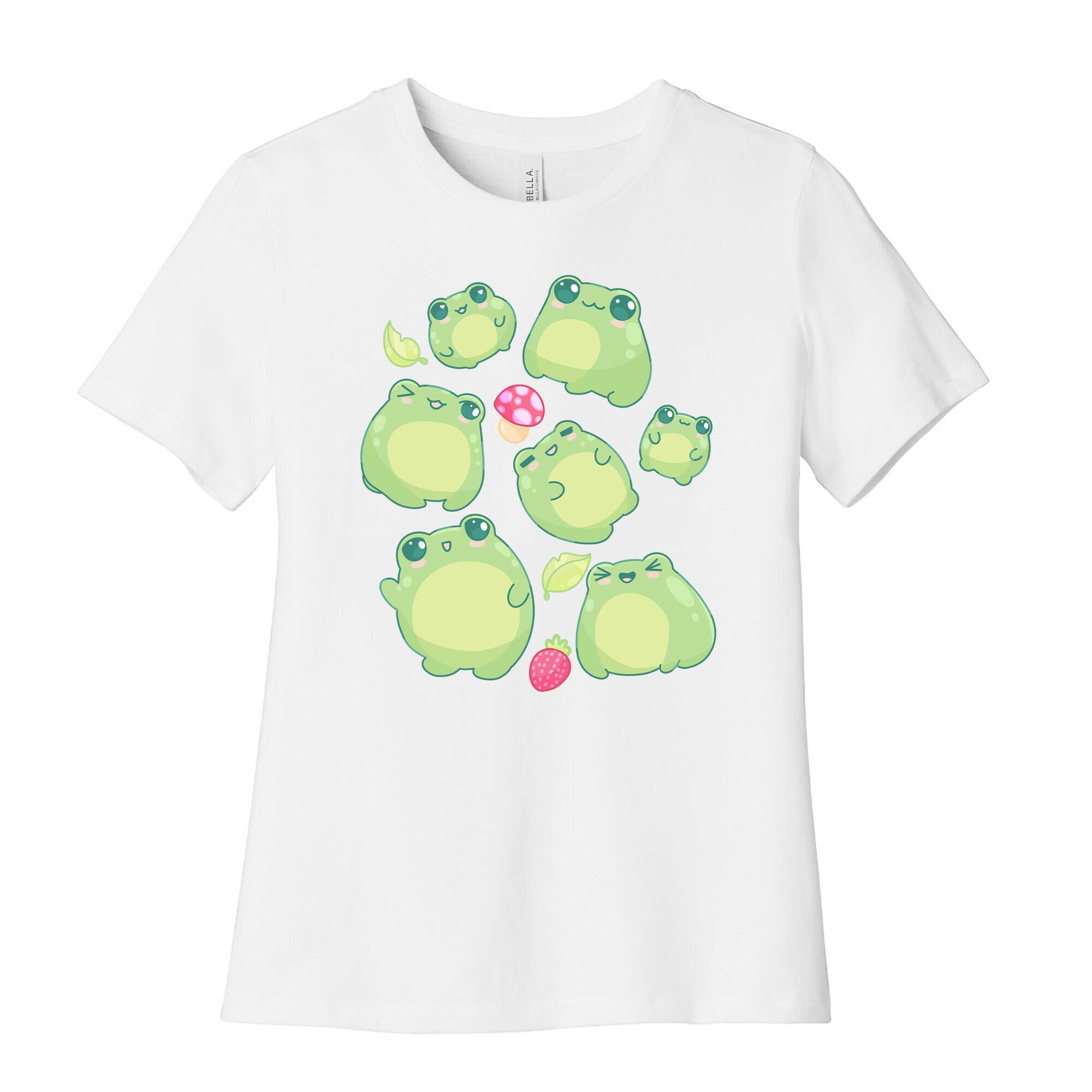 Kawaii Frogs Pattern Women's Cotton Tee